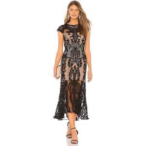 Bronx & Banco Black Sheer Lace Bohemian Midi Dress Size Medium